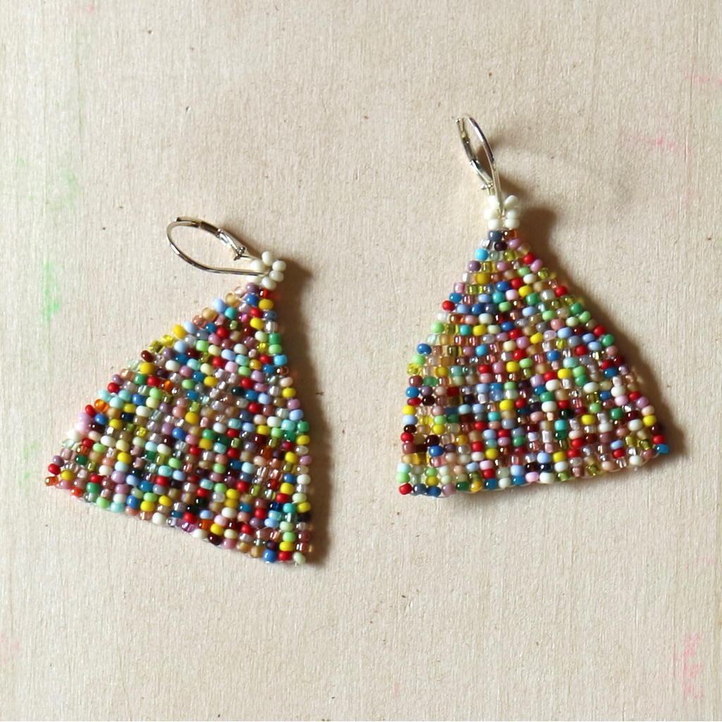 Handmade Glass Earrings | Beehive Handwoven Seed Bead Earrings Sugar Layer